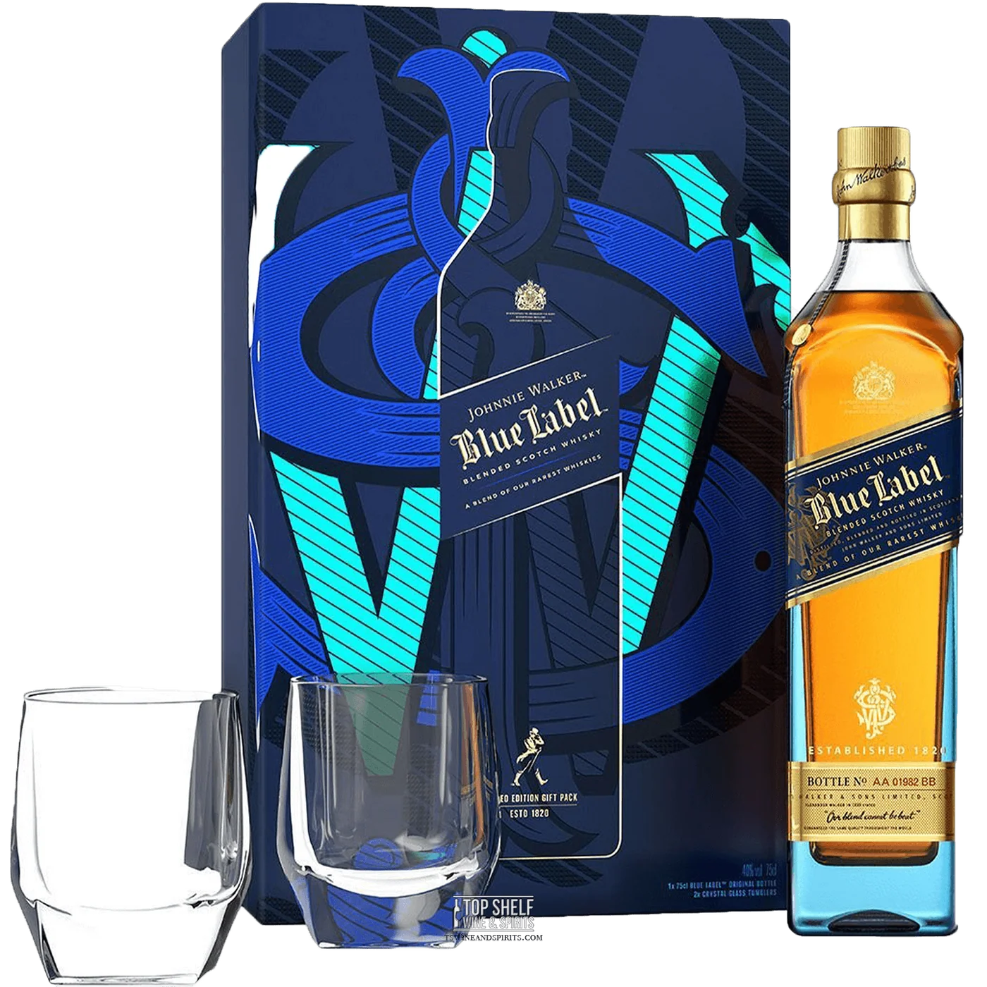 Johnnie Walker Blue Label Gift Set with 2 Glasses